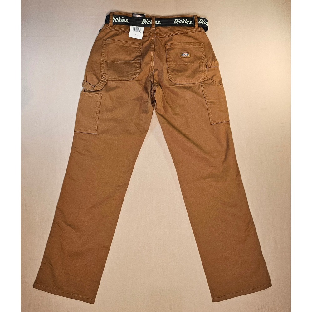 Dickies Women Brown Carpenter Pants with Logo Belt FPR51BD Size 26R NWT - Picture 3 of 8